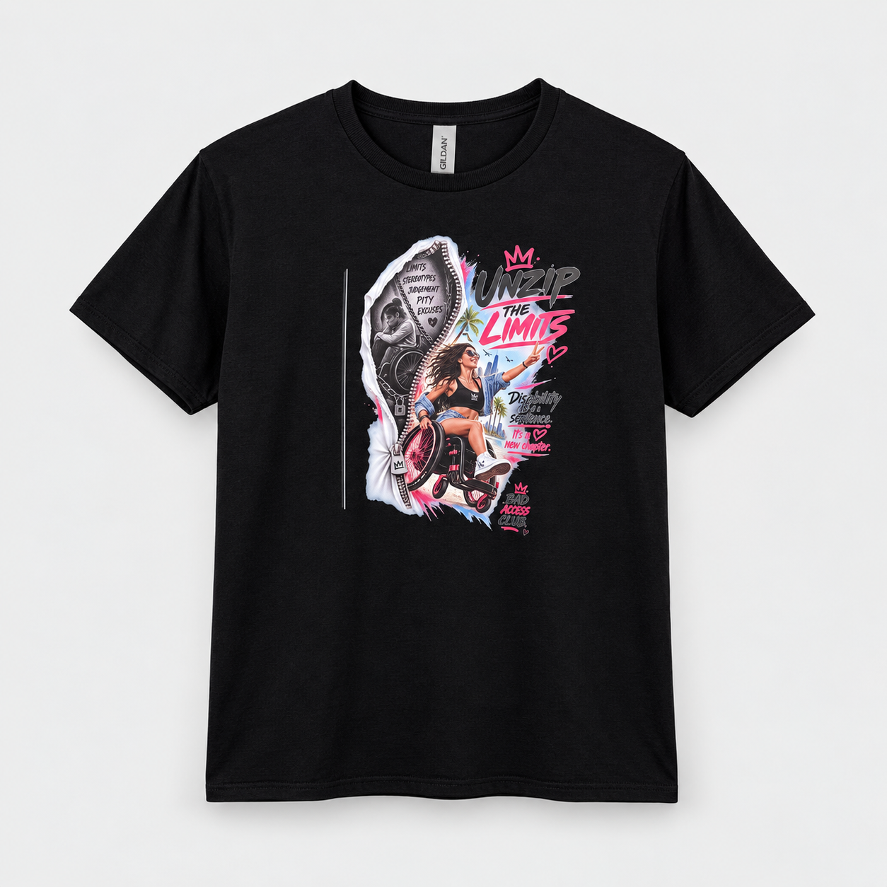 Unzip the Limits – Disability Isn’t a Sentence, It’s a New Chapter – 100% Cotton Graphic T-Shirt