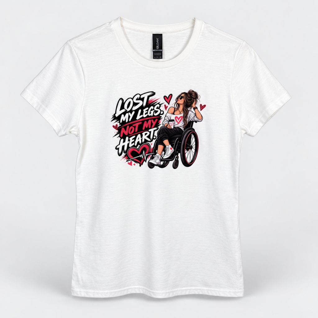 Lost My Legs, Not My Heart – 100% Cotton Graphic T-Shirt