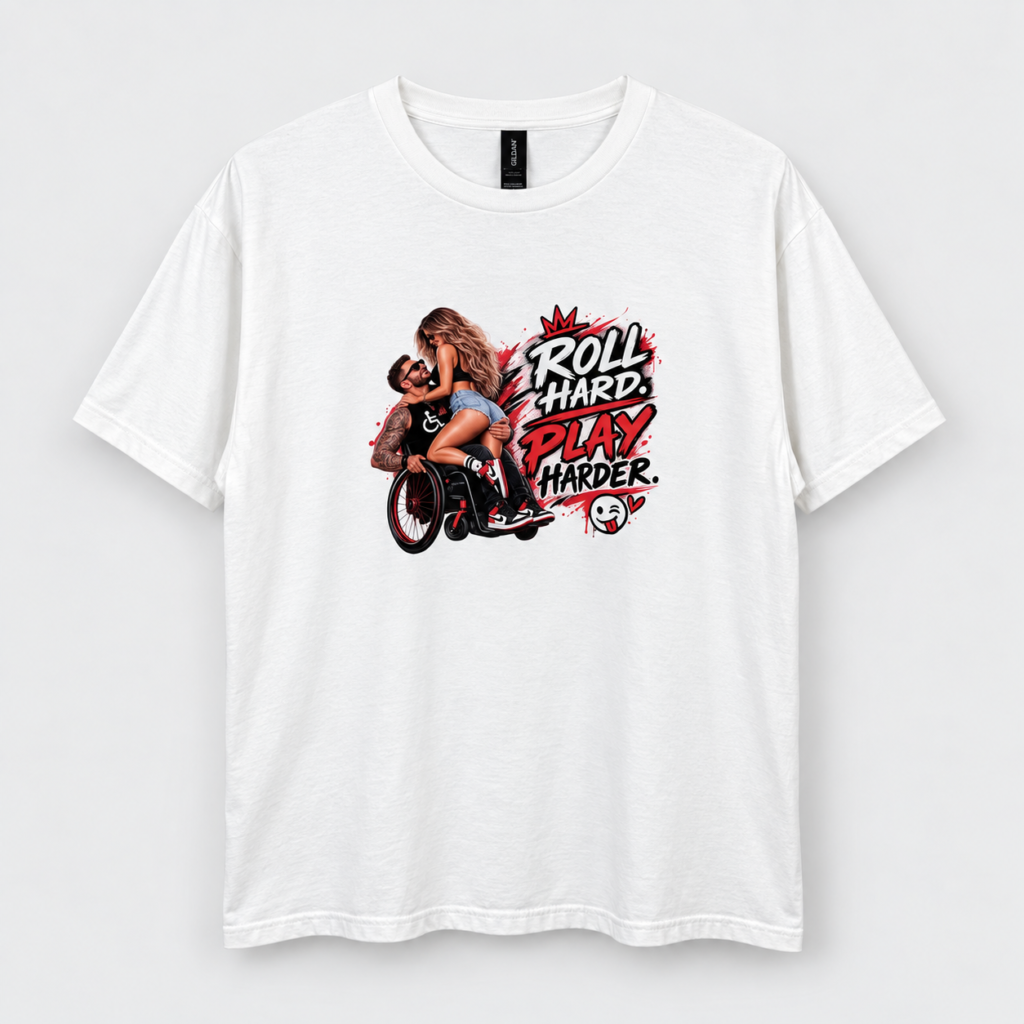 Roll Hard, Play Harder – 100% Cotton Graphic T-Shirt